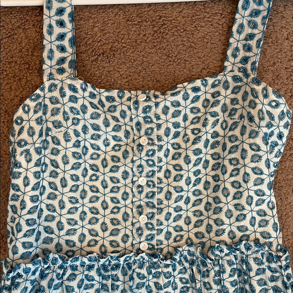 Dress - maxi, white and blue eyelet detail - Picture 2 of 4